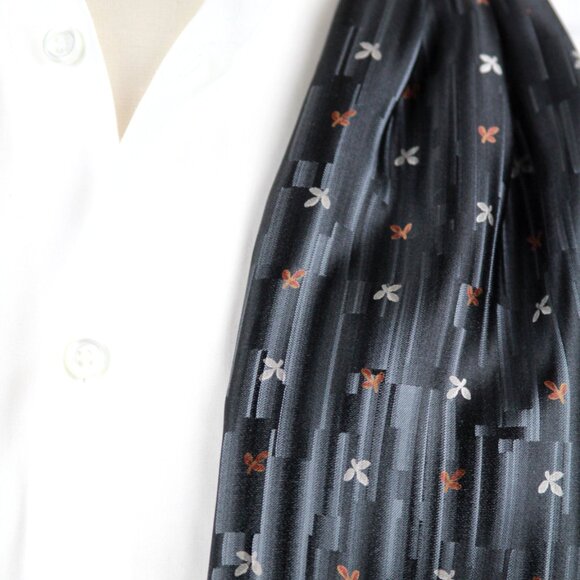 Silk Men's Cravat Ascot Tie Black CAMELLUCCI Gift for him A236 - Picture 2 of 11